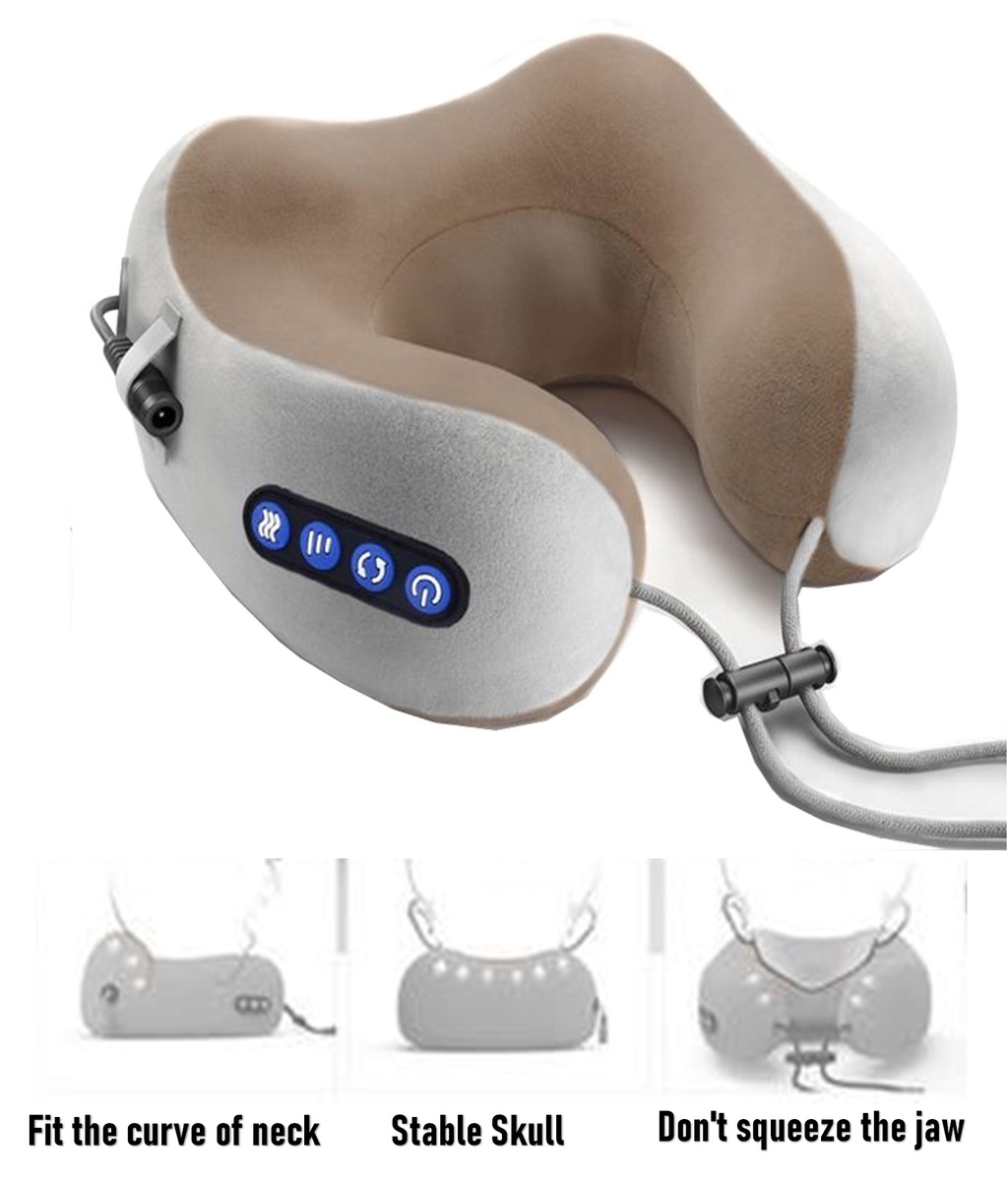 Travel Neck Pillow Massager Portable U-shaped Memory Foam Kneading Usb 