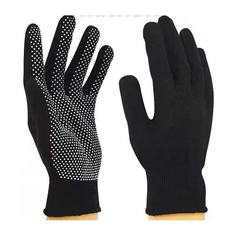 12pares 600grams quality dotted all Black Cotton safety Hand work Gloves Black Shopee Malaysia