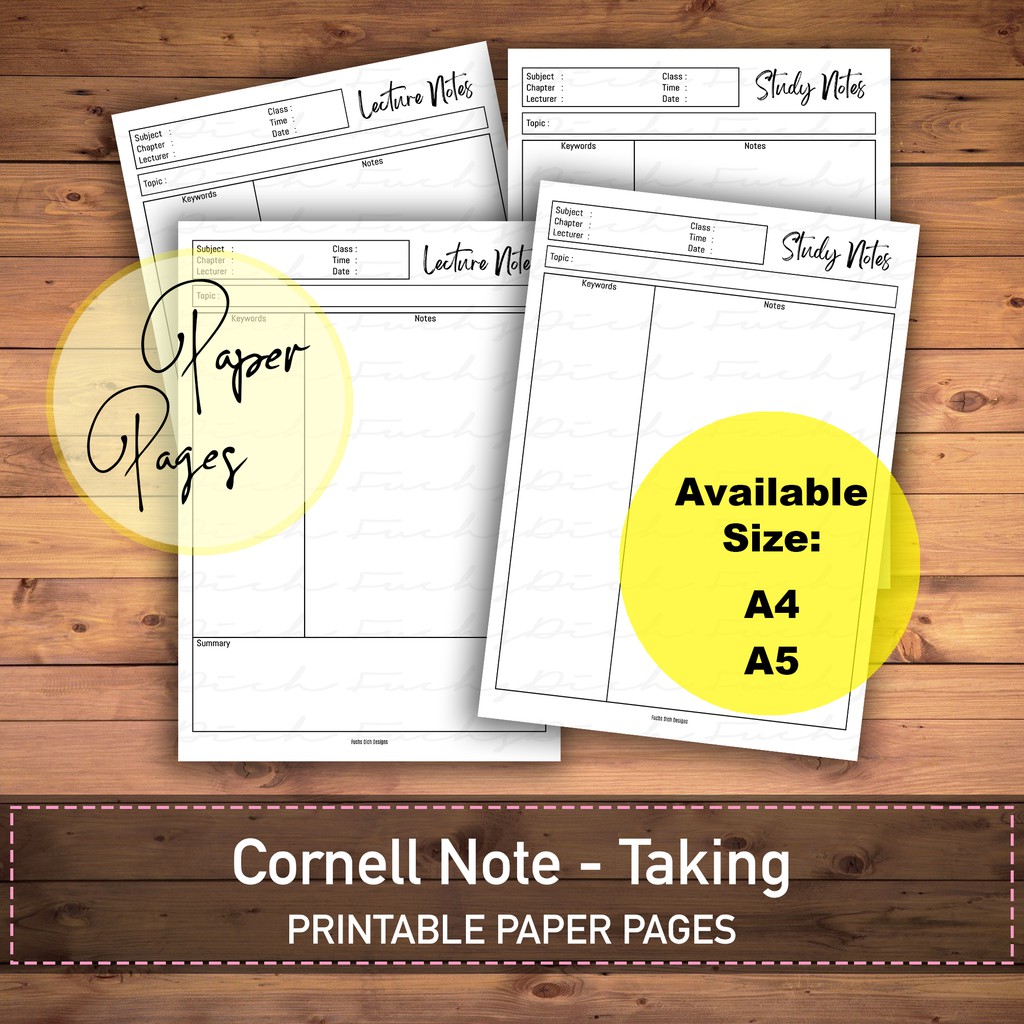 A4 A5 Printable Grid Line Dot Blank Paper | Cornell Note Taking Paper ...
