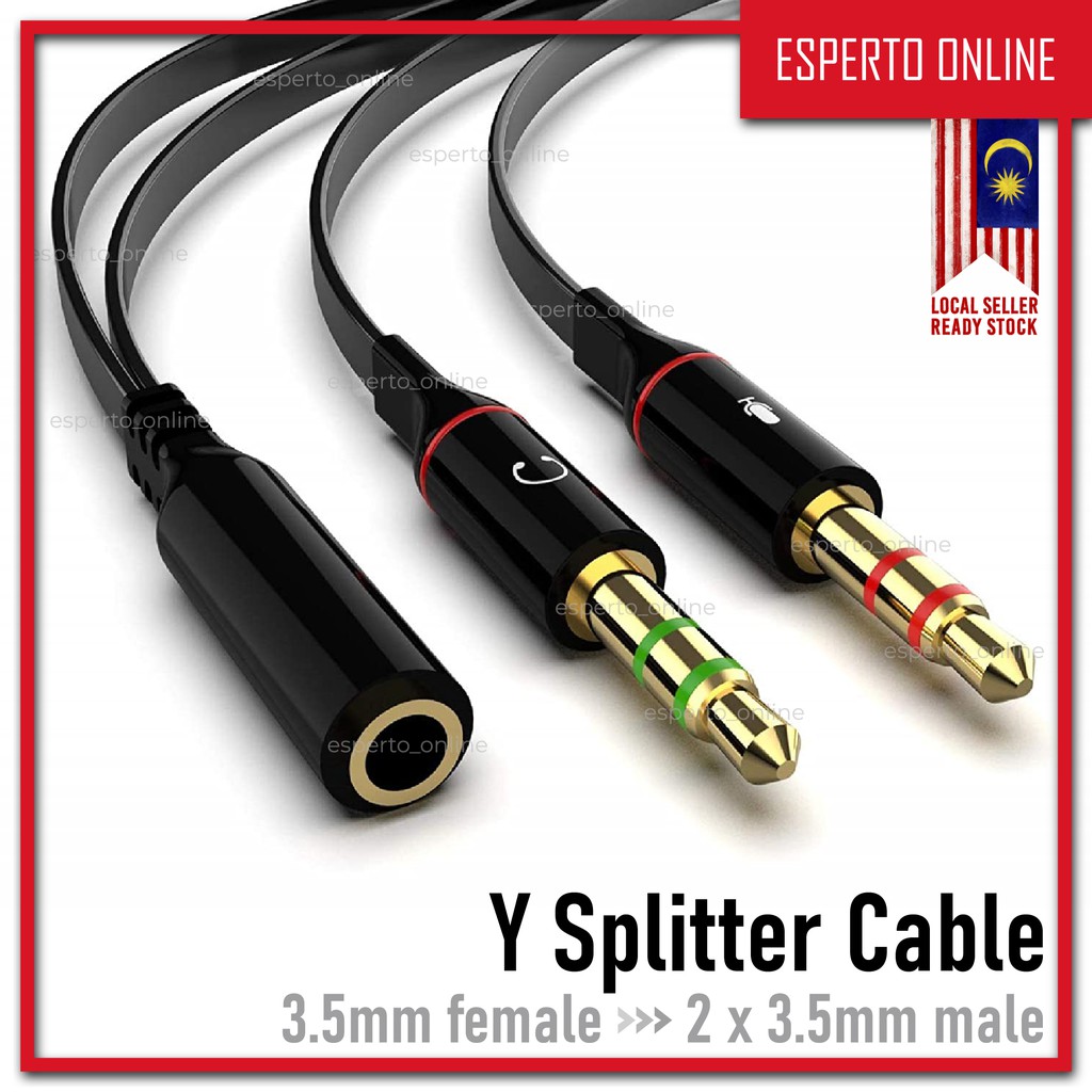 𝟐𝟒𝐡𝐫 𝐒𝐡𝐢𝐩 📦 Y Splitter Cable 3.5mm female to 2 x 3.5mm male Gold plated ...