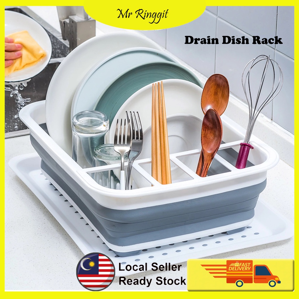 Mr Ringgit Foldable Dish Rack Dish Drying Rack Small Folding Plate Rack Portable Dish Drainer