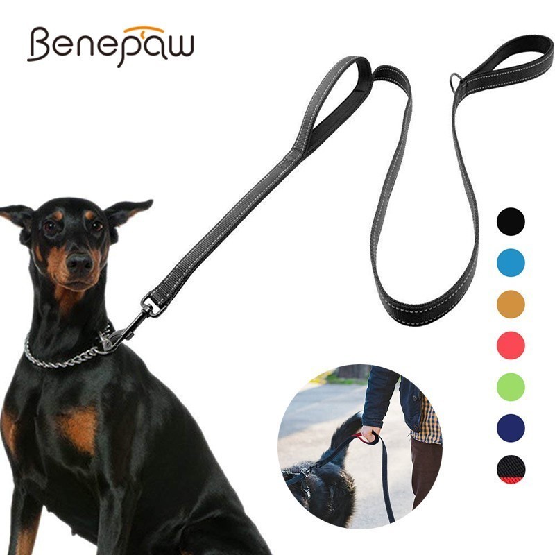 Benepaw Reflective Padded Dog Leash Two Handle Durable Small Medium