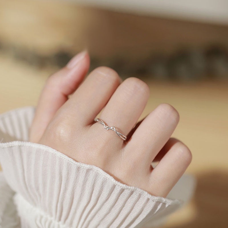 Cute Simple Galaxy Twine Silver Winding Women Open Ring, Fashion Rings