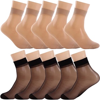 5 Pairs Women Sheer Mesh Transparent Socks Ultrathin Silk Stockings Lace  See Through Short Anklets Clear Socks