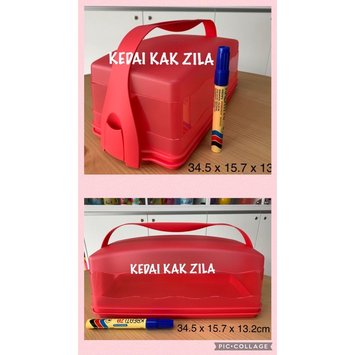 Tupperware Cake Taker Rectangular Bekas Kek Cupcakes Swiss Roll