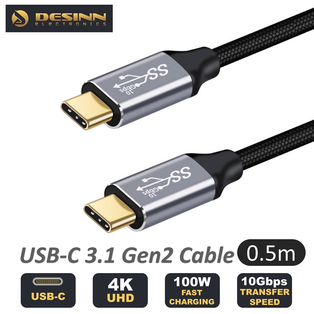 USB C to USB C 3.1 Gen 2 Cable 10Gbps 100W(20V/5A) Power Delivery with