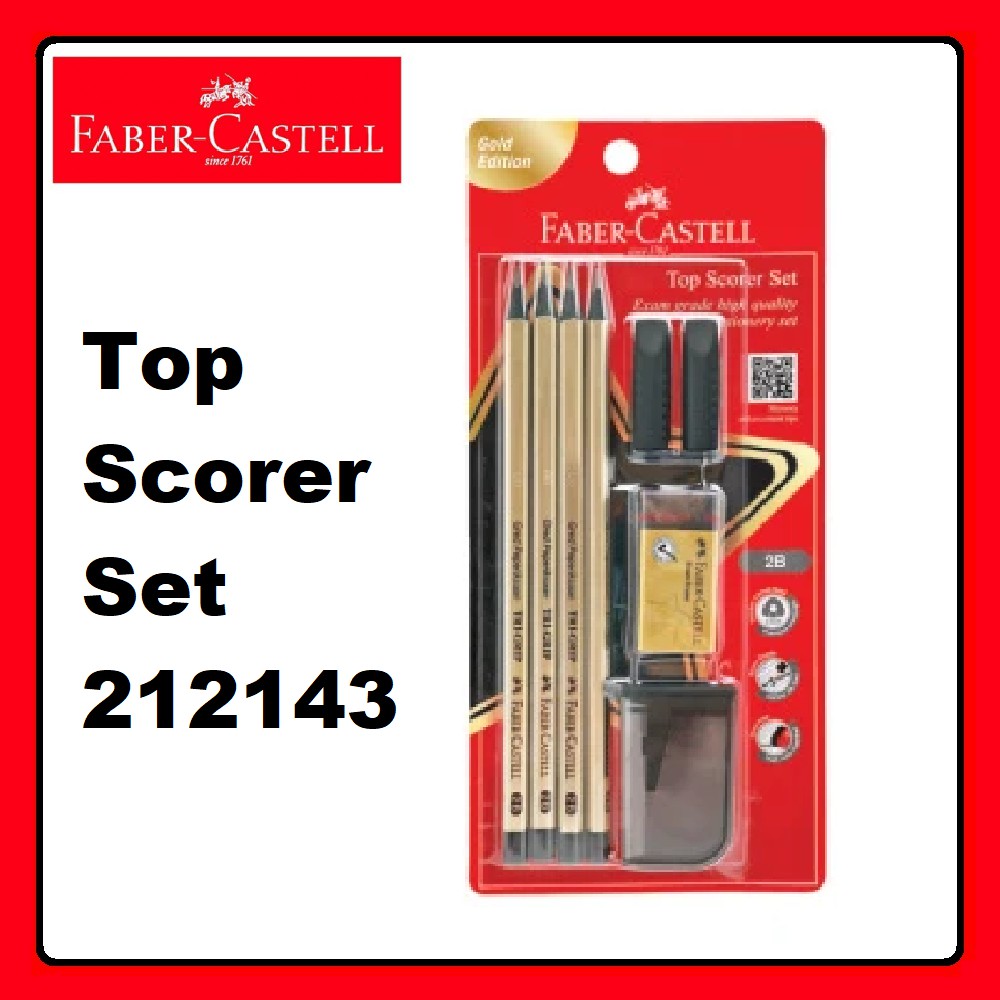 Faber Castell Top Scorer Tri-grip 2B Pencil Set Gold Edition Home
