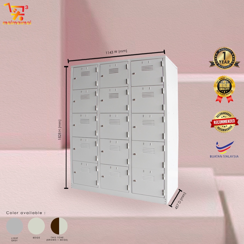 15 Compartment Steel Locker 45'' x 18'' x 72'' | Shopee Malaysia