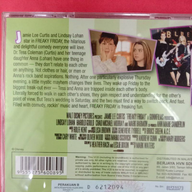 Original VCD Movie - FREAKY FRIDAY | Shopee Malaysia