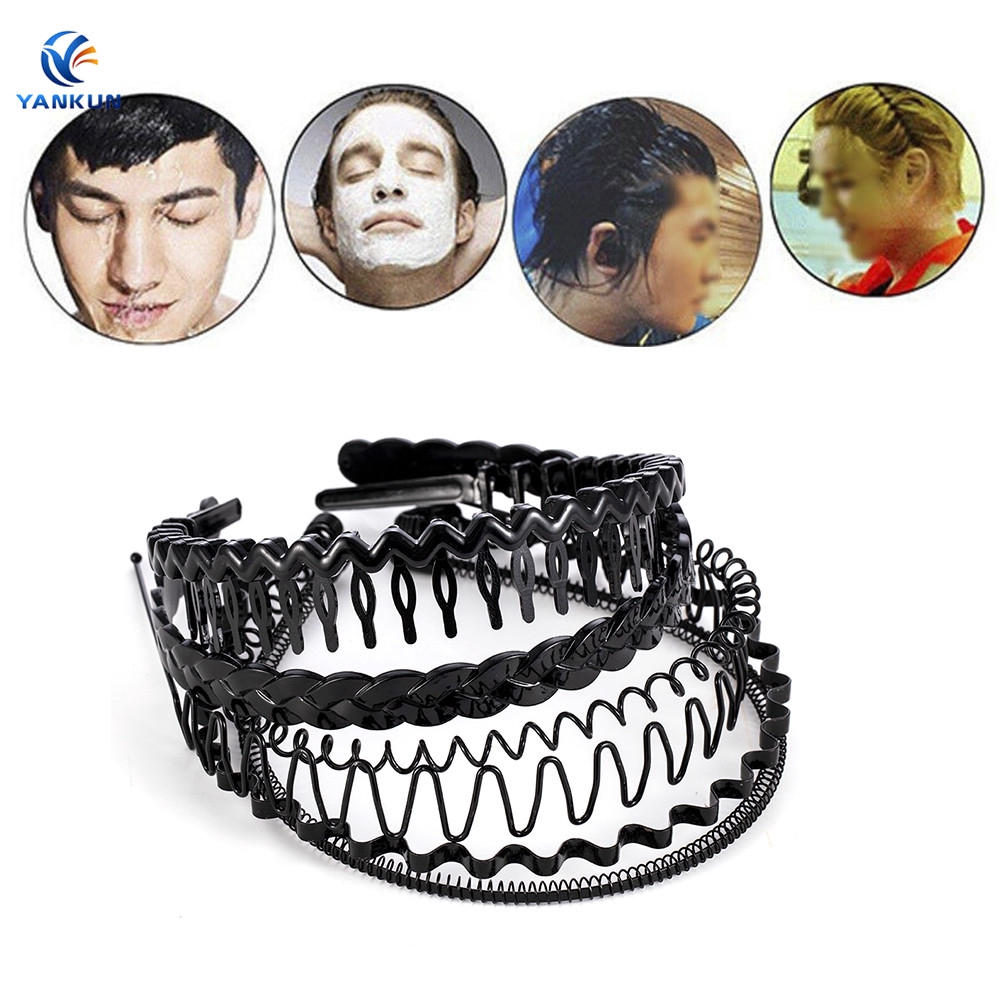 Cool Hair Band Metal Men Sports Wave Headband Women Hairband Black