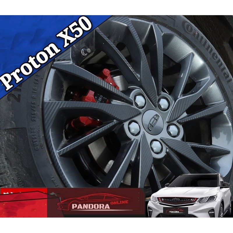 Proton X50 Black Carbon Fiber Vinyl Wrapping Wheel Rim Decal Sticker ...