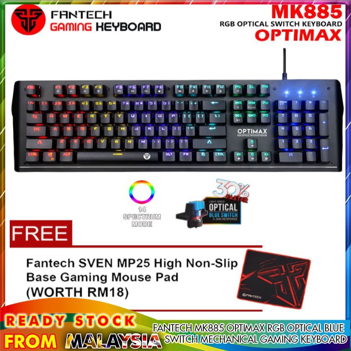 FANTECH MK885 OPTIMAX RGB Optical Blue Switch Mechanical Gaming ...