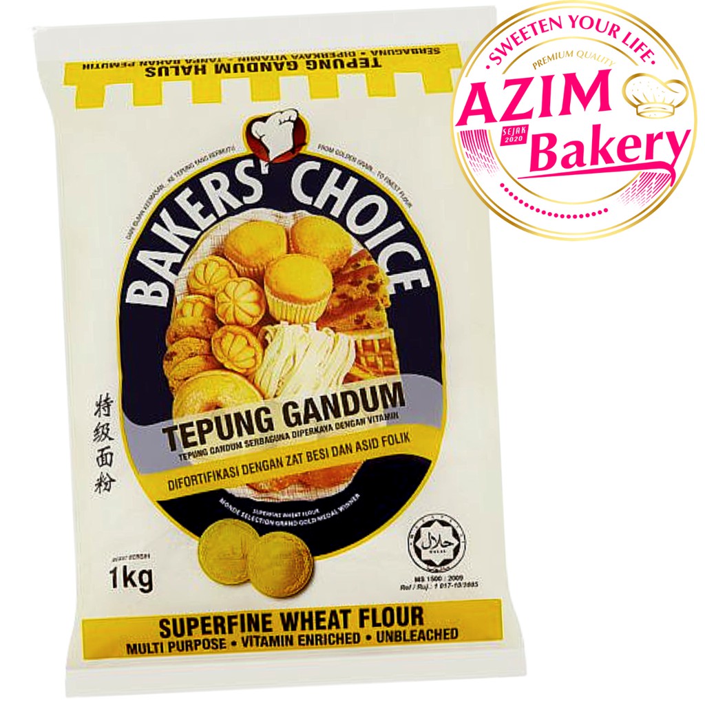 Tepung Gandum 1kg Bakers Choice Superfine Wheat Flour Halal By Azim