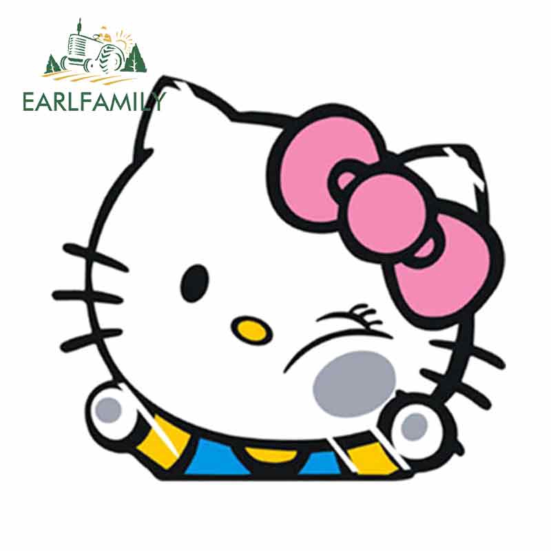 EARLFAMILY 13cm Hello Kitty Waterproof Car Sticker Motorcycle Decal ...