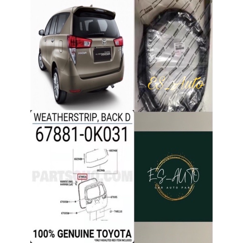 TOYOTA TGN140 INNOVA 2016 REAR BONNET RUBBER / BELAKANG BOOT GETAH ...