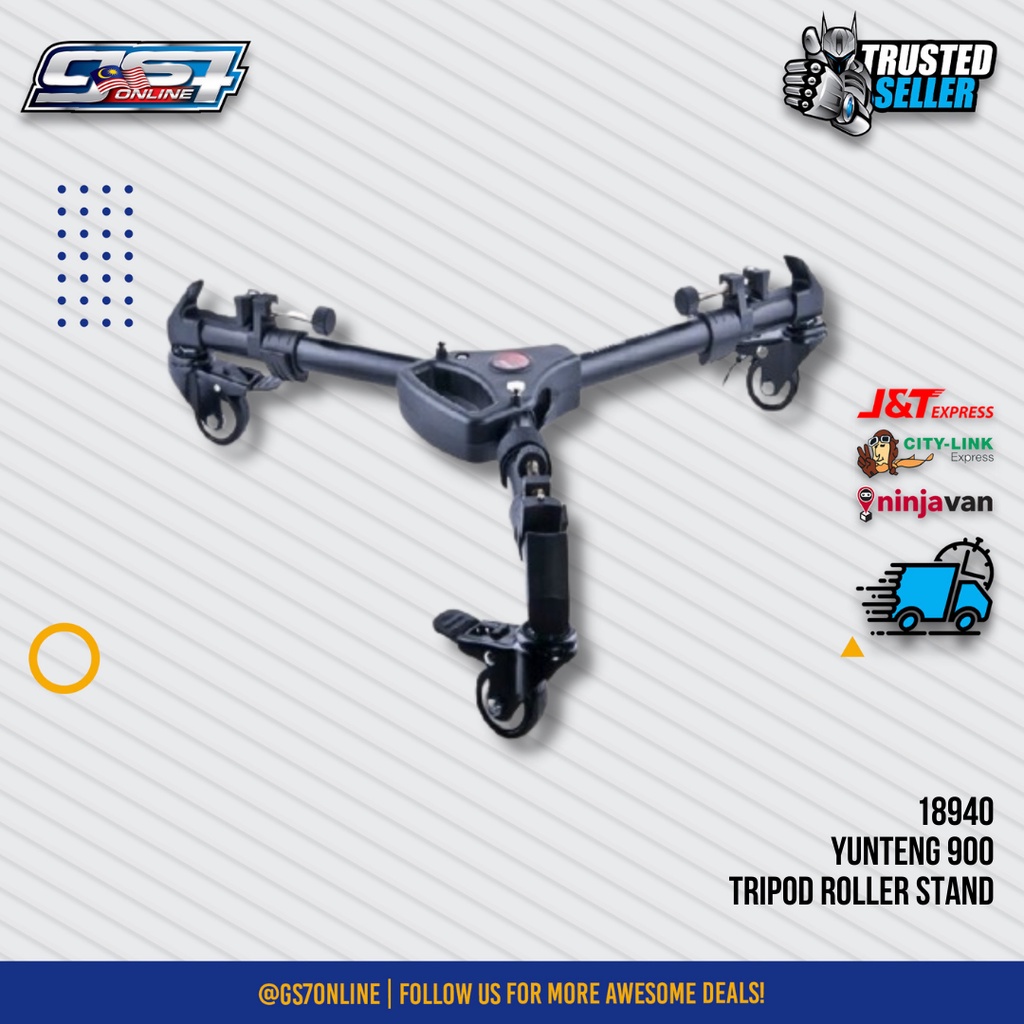 YUNTENG 900 TRIPOD ROLLER STAND 3 WHEELS PULLEY UNIVERSAL FOLDABLE DSLR