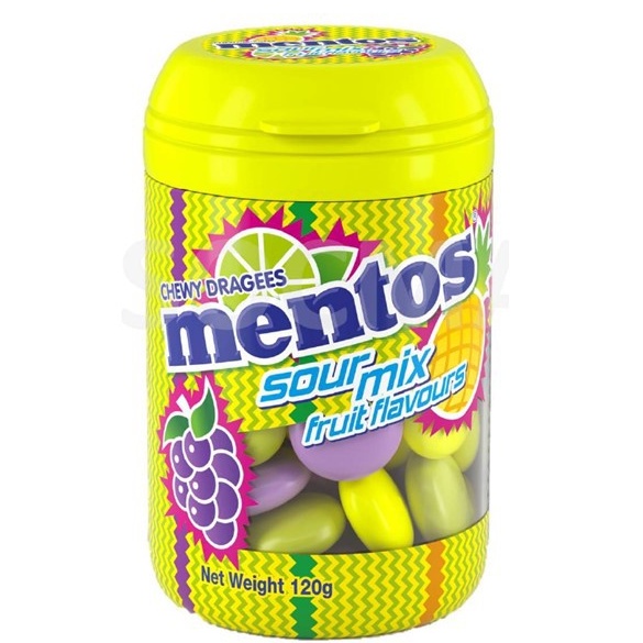 Mentos Chewy Dragees Mint/Sour Mix/Yoghurt Fruit/Grape 120g | Shopee ...