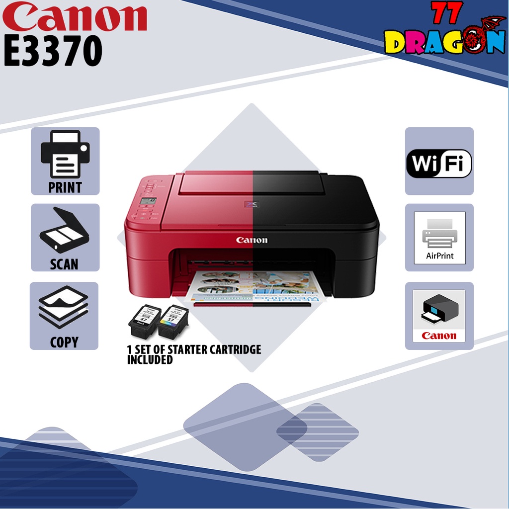 Canon Wireless All-in-One E3370 Pixma (PRINT, SCAN, COPY) Wireless ...