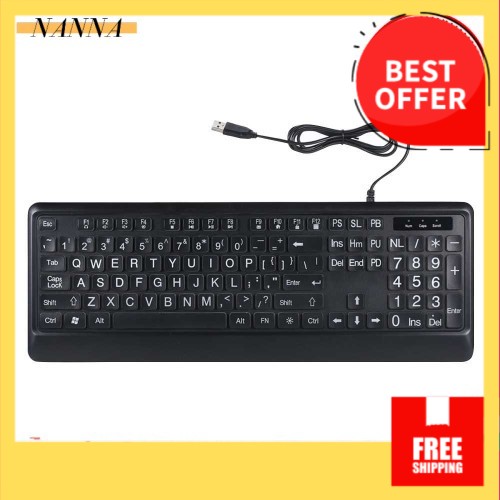 USB Interface Large Print Tri-Color Backlit Wired Keyboard (Standard ...