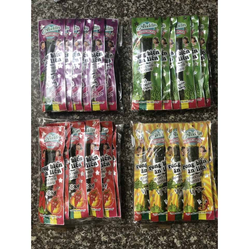 Lot of 10 packs of Aladdin Instant Seaweed Snacks in tubes of Shrimp ...