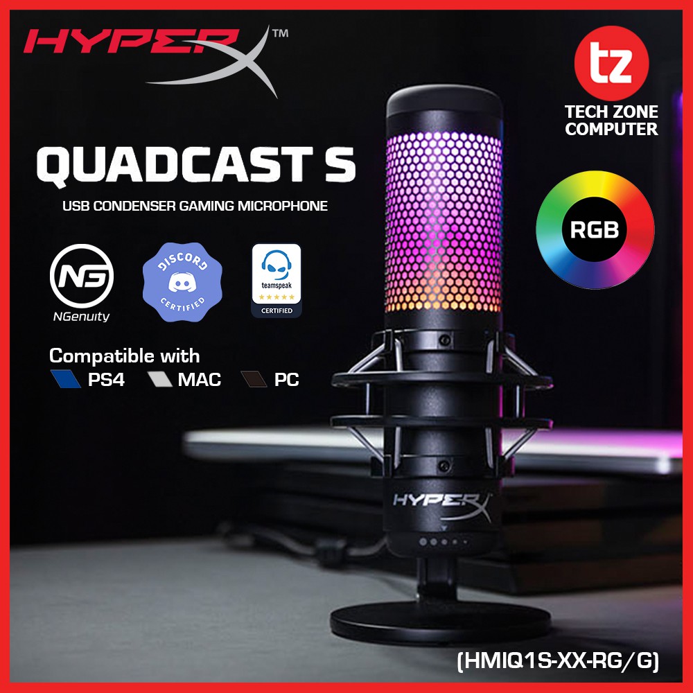 HyperX QuadCast S - USB Microphone RGB Lighting (Black-Grey 4P5P7AA ...