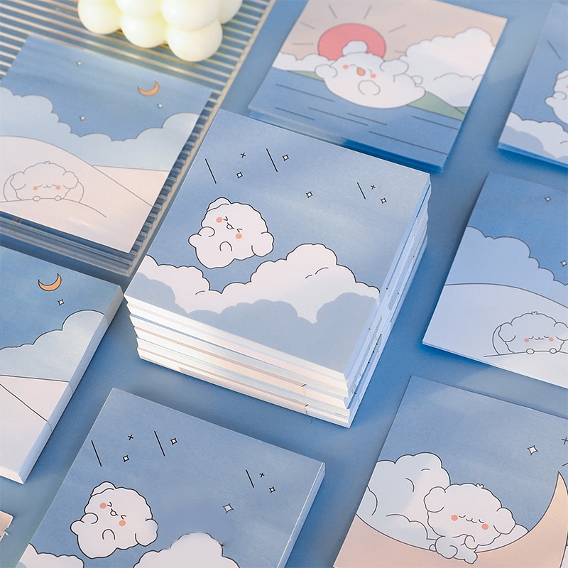 80 Sheets Cute Cartoon Cloud Puppy Sticky Notes Student Portable Memo ...