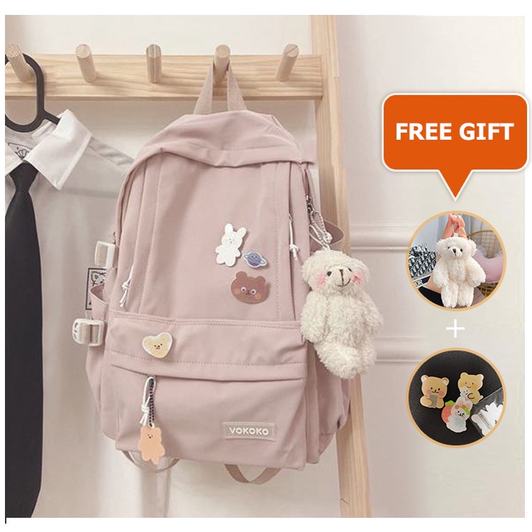 High Capacity Female Student Backpack Fashion beg sekolah Shopee Malaysia
