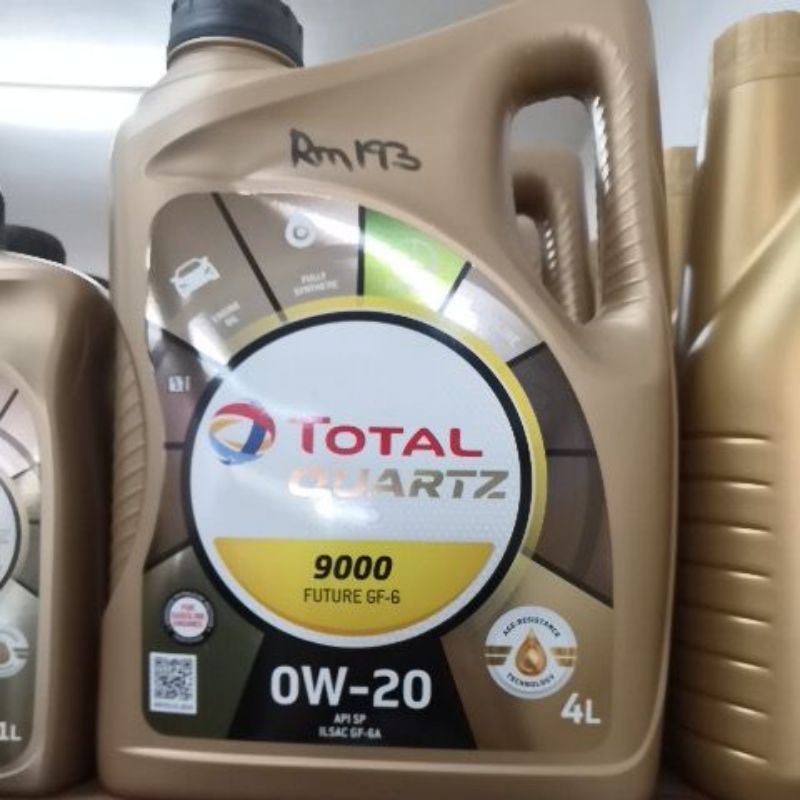 (100% ORIGINAL) Total Quartz 9000 0w/20 fully synthetic 4L | Shopee ...