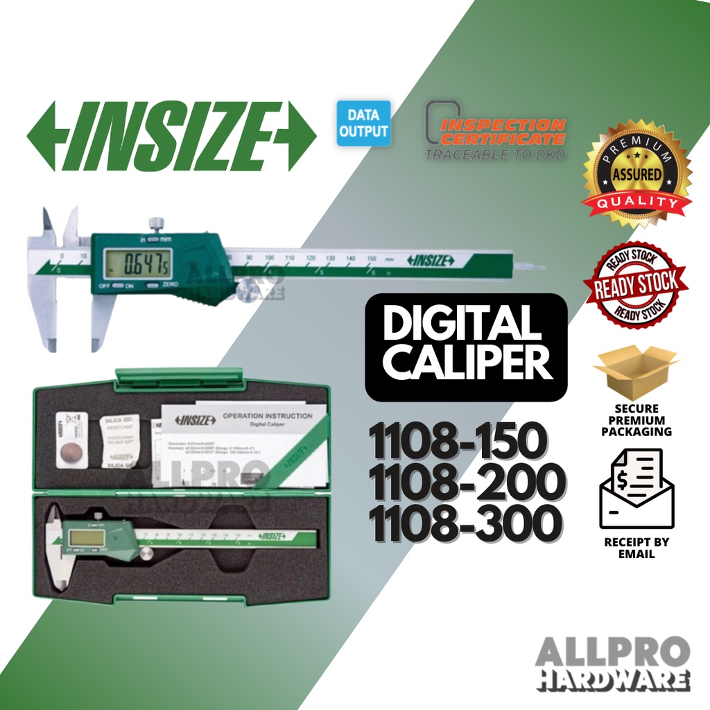 INSIZE Digital Caliper Measuring Tool 1108150 / 1108200 / 1108300 数码卡尺 150mm 200mm 300mm