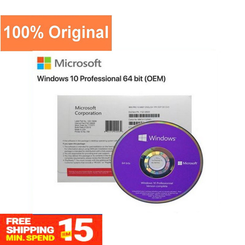 Microsoft Windows 10 Pro 64 Bit Eng Oem Fqc 08929 Shopee Malaysia