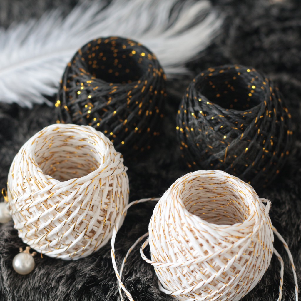 Raffia Paper Ribbon Wrapping Twine Rope 金丝纸绳Korea Craft Paper