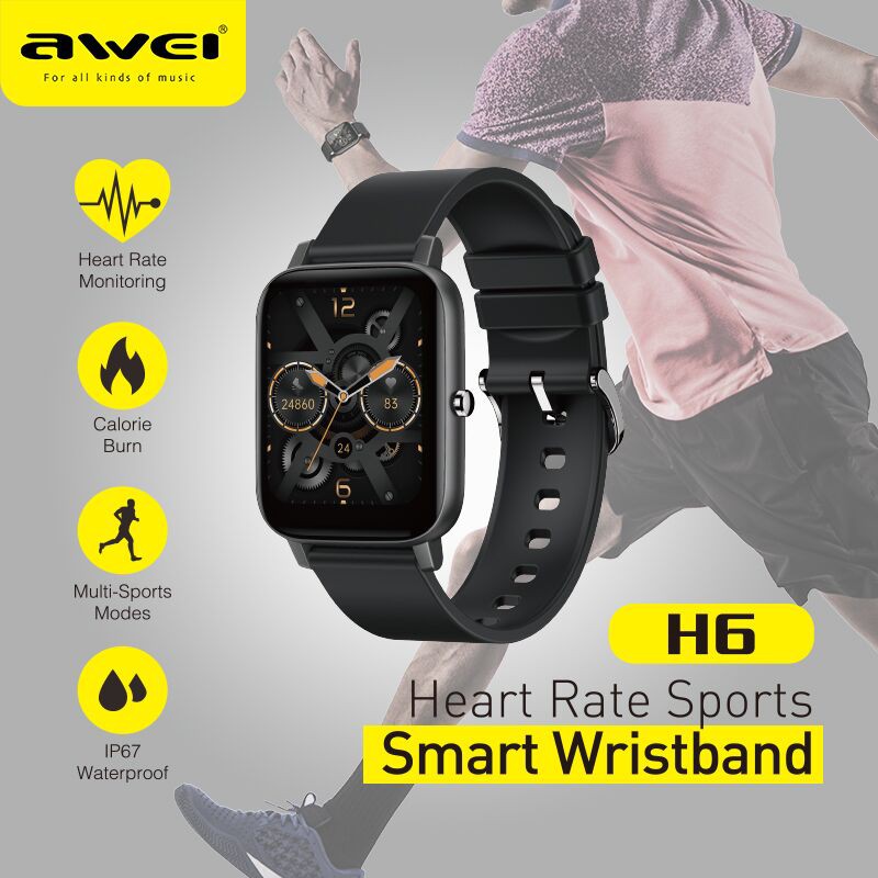 Awei H6 Smart Watch Heart Rate Blood Pressure Monitoring Sport