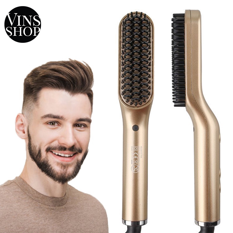 VINS Men Hair Straightener Styler Comb Curly Hair Beard Straightening Styling Brush for Man No Gel Spray Lelaki Ramput Shopee Malaysia