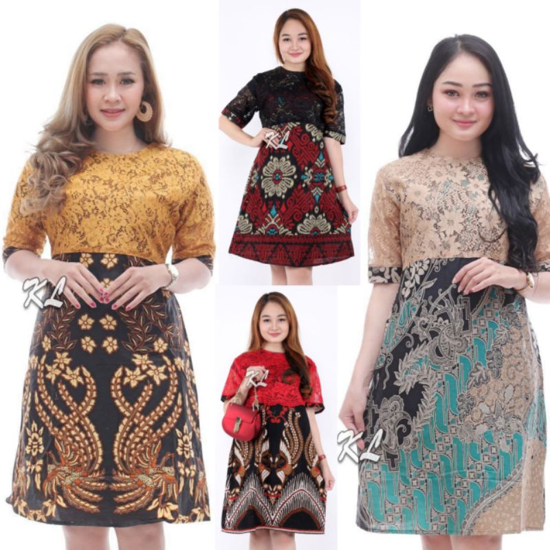 Women's Batik Dress Combination Of Contemporary | Shopee Malaysia