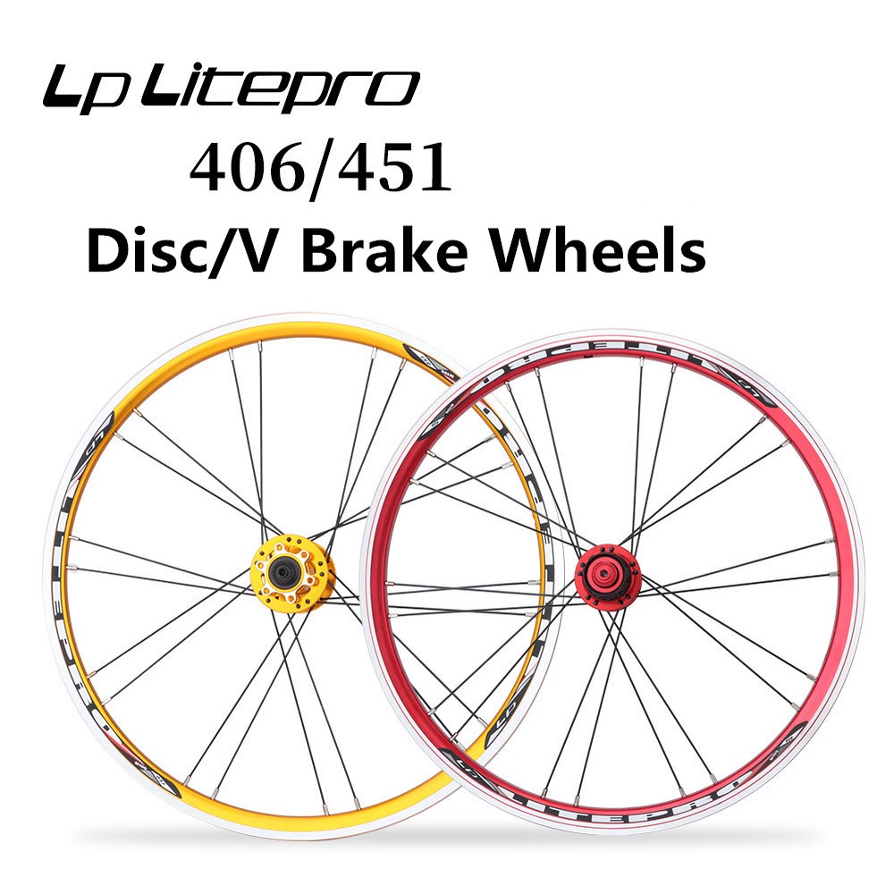 Litepro 406/451 Wheel Rims Front 2 Rear 5 Bearing Wheelset Disc Brake ...