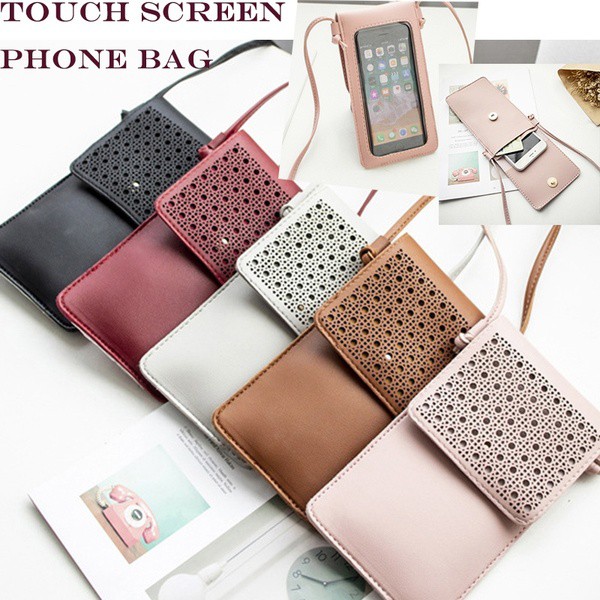 Women Double Layer Mobile Phone Bag Purse Cell Phone Cross Body