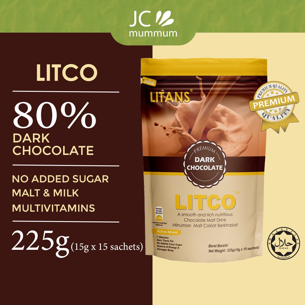 LITANS LITCO Dark Chocolate Nutritious Malted Drink (15g x 15 Sachets ...