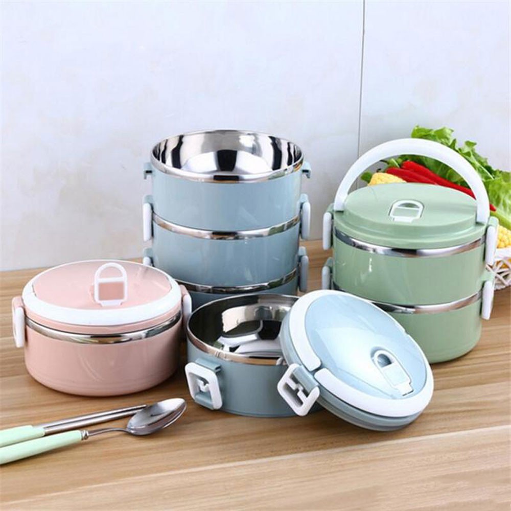 Delly SLB-28GR 3 TIER Stainless Steel Bento Lunch Box Kids Food ...