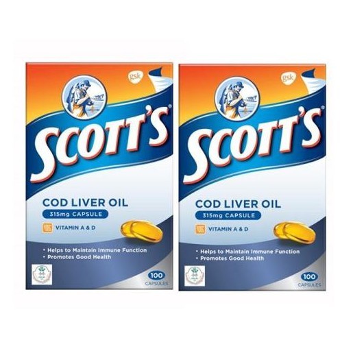 SCOTT'S COD Liver Oil (315mg) 2x100's capsule (Exp:8/25) | Shopee Malaysia