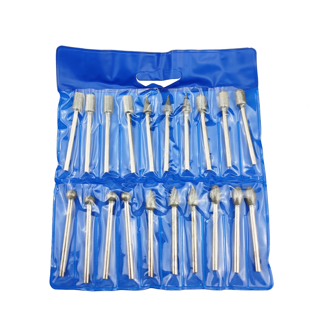 20pcs 3mm Shank Diamond Burr Grinding Head Drill Bit For Rotary Tool ...
