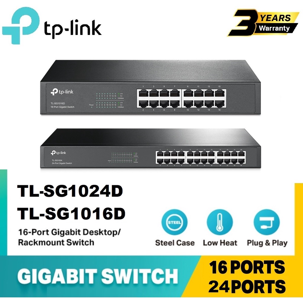 TP-Link 16/24 Port Gigabit Desktop Rackmount Switch TL-SG1024D/TL ...