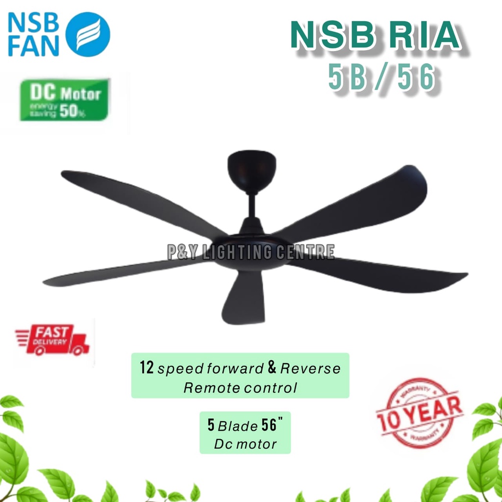 NSB FAN RIA 56 inch DC Motor Ceiling Fan 6 SPEED with Remote Control 5 ...