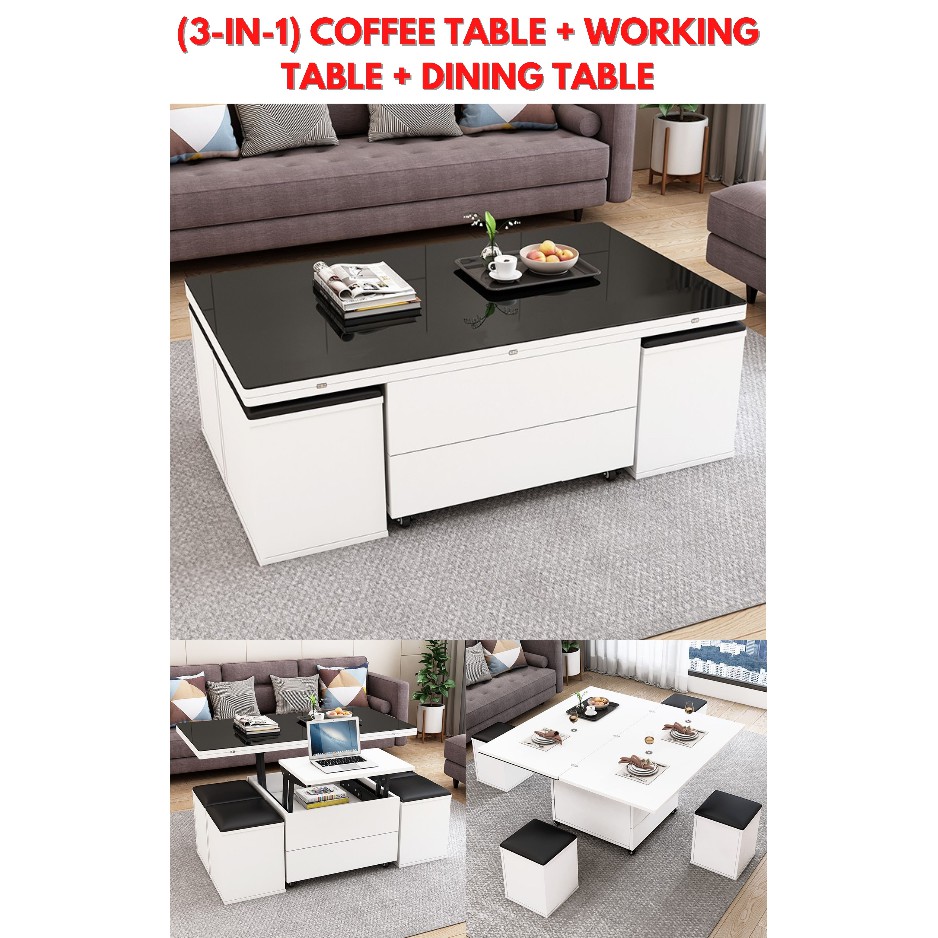 3-In-1 Multifunction Coffee Table Dining Working Study Table // Space ...