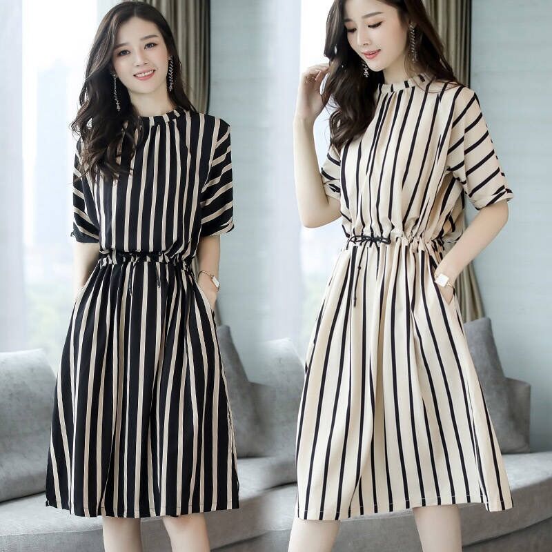 Korean striped sale dress