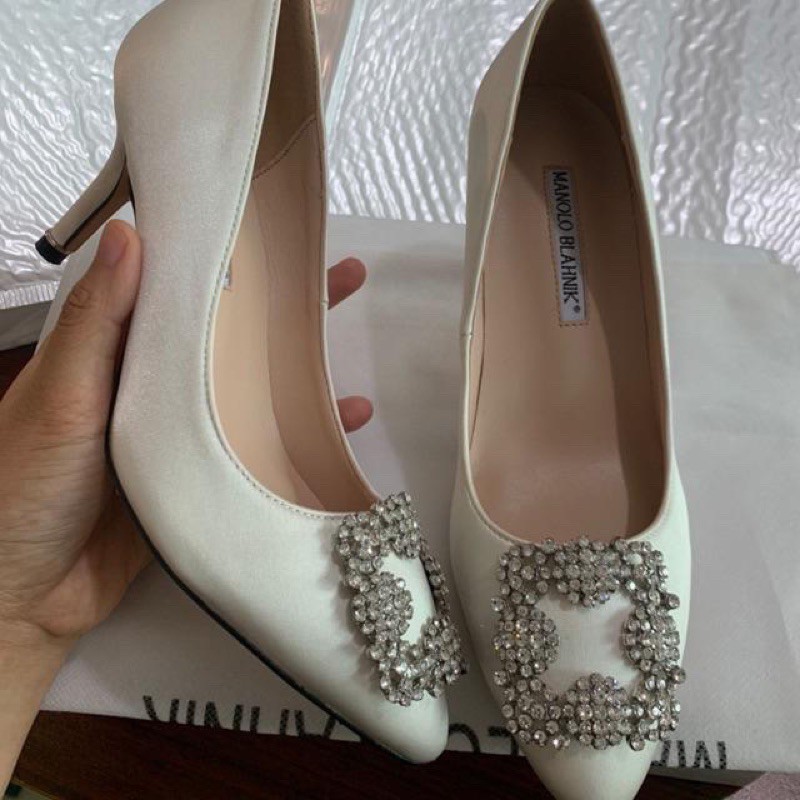 Manolo Blahnik MB womens Silk flat shoes high heels | Shopee Malaysia