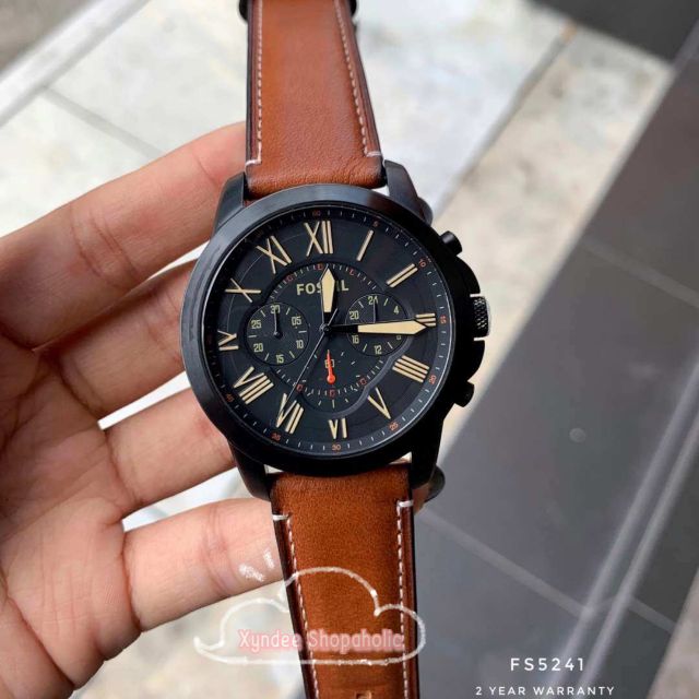 Fossil Grant Chronograph Luggage Leather Watch Shopee Malaysia