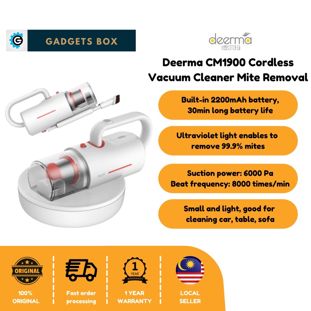 [GB] DEERMA Household Mini AntiDust Mites Cordless Wireless Vacuum Cleaner DEMCM1900 (White