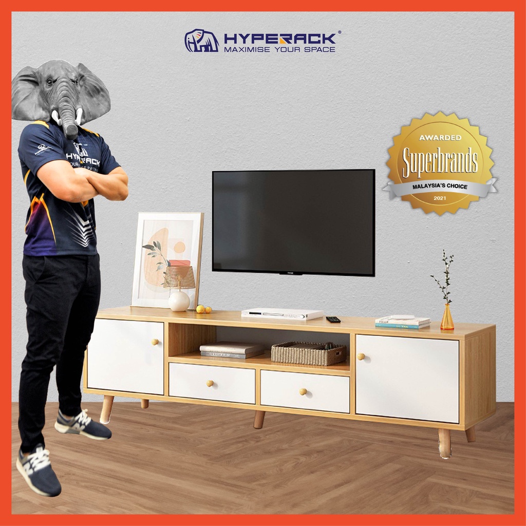 HYPERACK ™️ [Ready Stock] L140 Rak TV Rack Shelf TV Storage Rack Furniture Meja TV