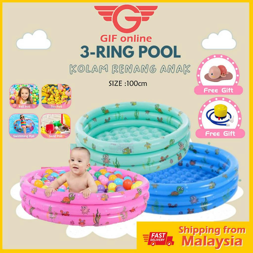 GIFONLINE 3 Rings Inflatable Round 100X31CM Swimming Pool Children ...
