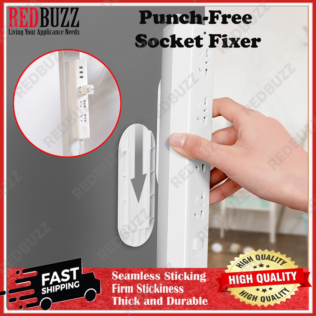 REDBUZZ Socket Holder Self-Adhesive Sticker Punch-free Plug Fixer Home ...